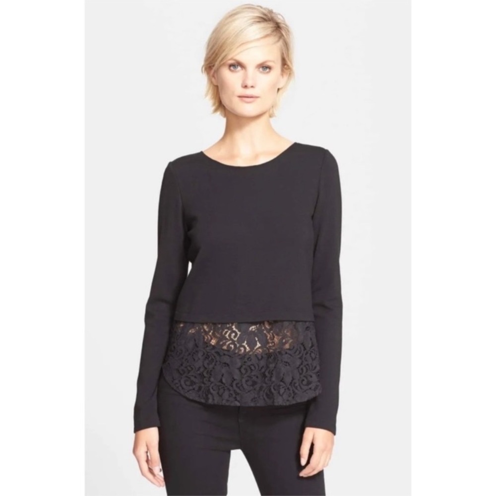 Theory Black Lace Long Sleeve Shirt- Size Small - Picture 3 of 11